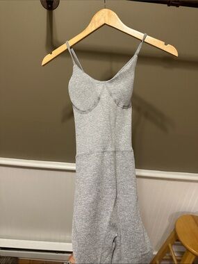 Forever 21 Grey Sleeveless Knit Romper with Built-In Bust